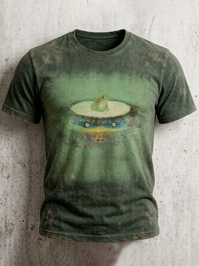 Men's Funny Frog Cartoon Art Print Casual T-Shirt