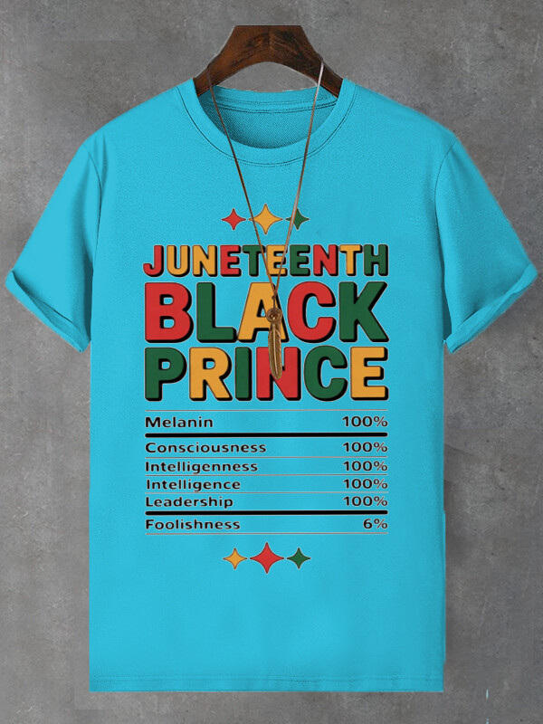 Men's Juneteenth Black Prince Print Cotton Casual T-Shirt