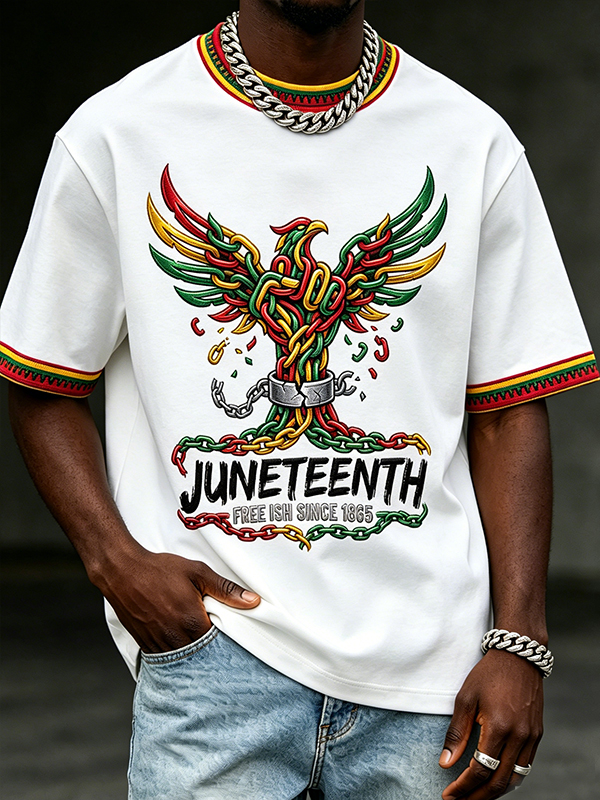 Men's Juneteenth Eagle Free Ish Since 1865 Black History Print T-Shirt