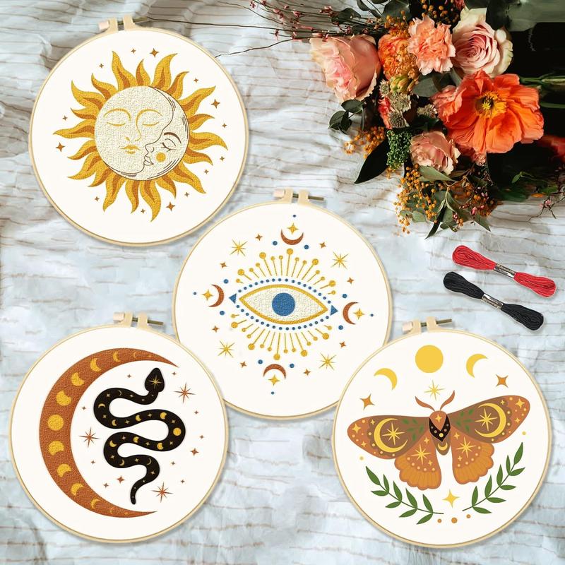 ❤️Beginner Friendly🧶🪡 4 Piece Tarot Astrology Embroidery Starter Kit Includes Instructions🔮