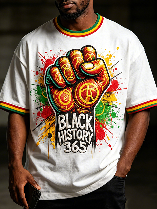 Men's Black History 365 Black Power Juneteenth Print T-Shirt
