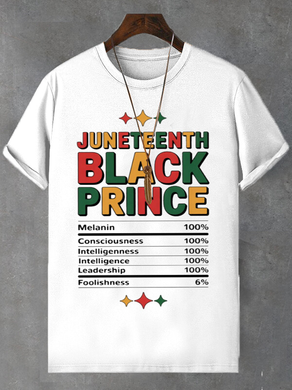 Men's Juneteenth Black Prince Print Cotton Casual T-Shirt