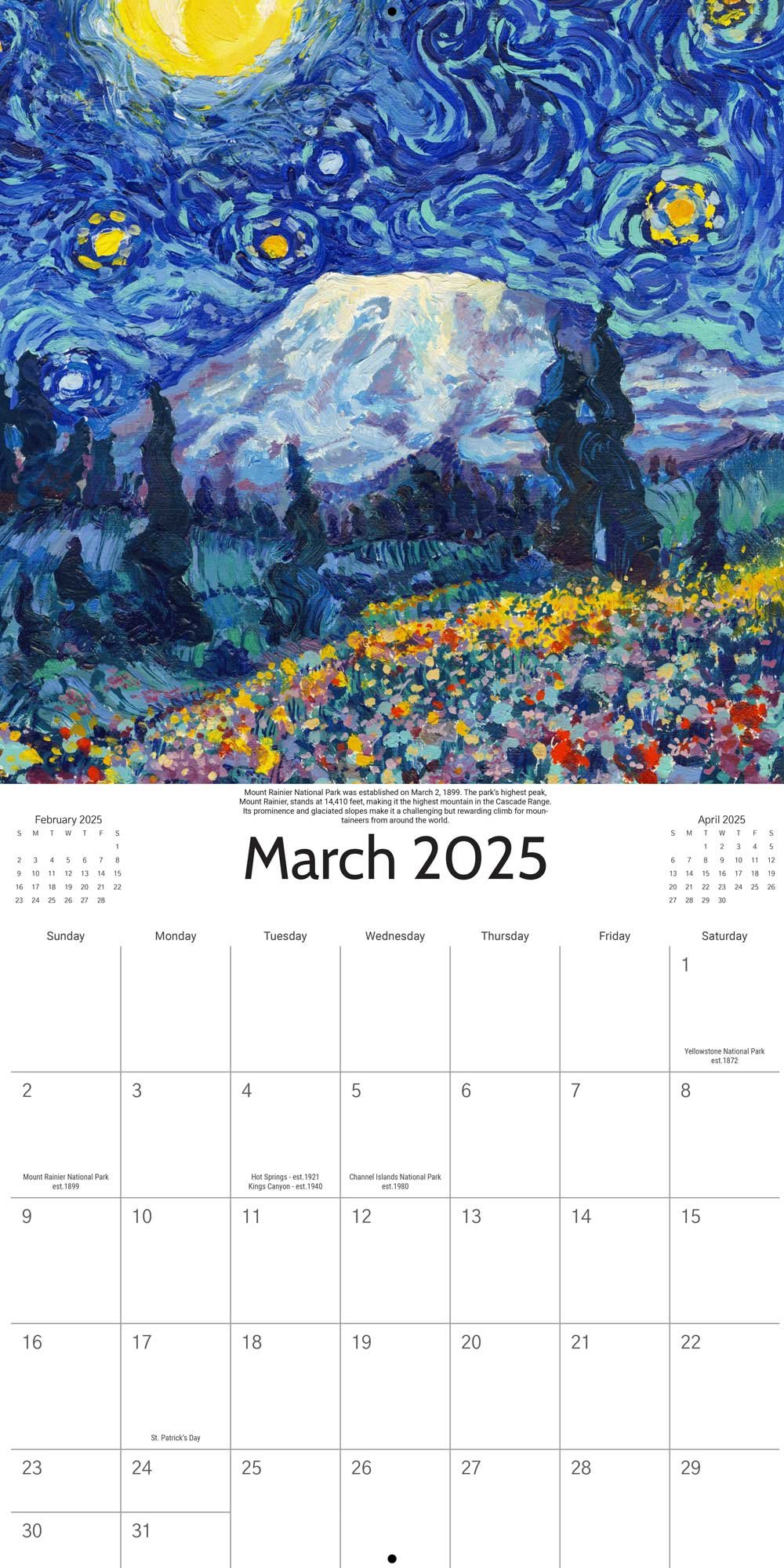🎨2025 Starry Night National Park Calendar