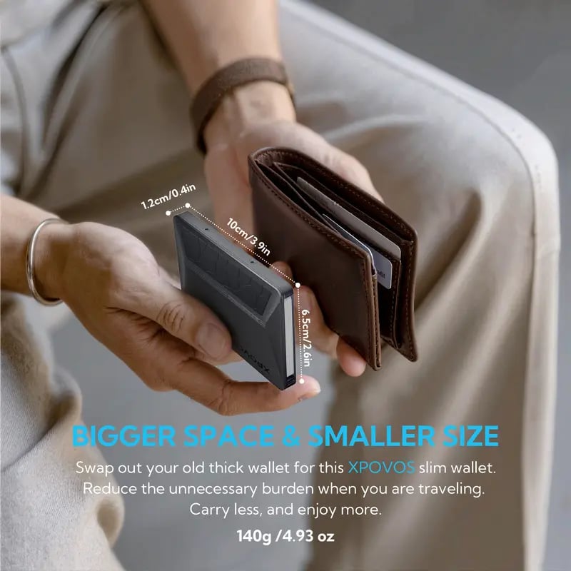💳 XPOVOS Slim Metal Wallet – Pop-up Card Holder with Money Clip – RFID Blocking Minimalist Wallet 🚀