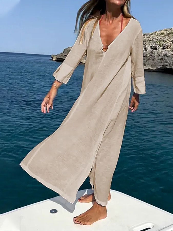 Women's Casual Holiday V Neck Dress