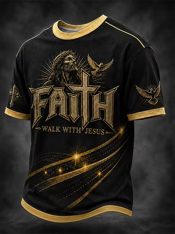 Men's Faith Jesus Cross Art Print T-Shirt