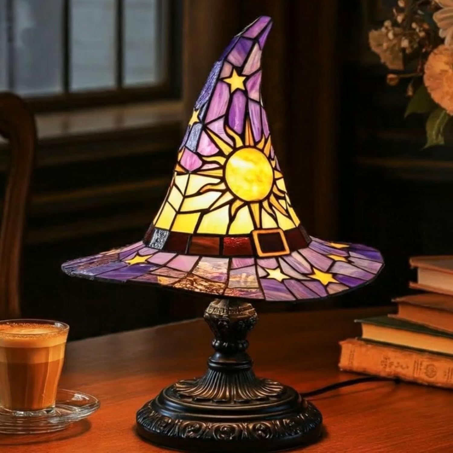 🧙♀️Witch Hat Lamps - Handcrafted Stained Gothic Wizard Hat Lights for Decor