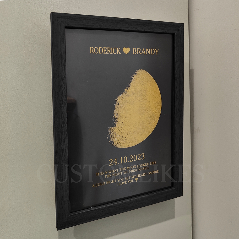 Custom Moon Phase Frame With Text & Date- Commemorative Gift