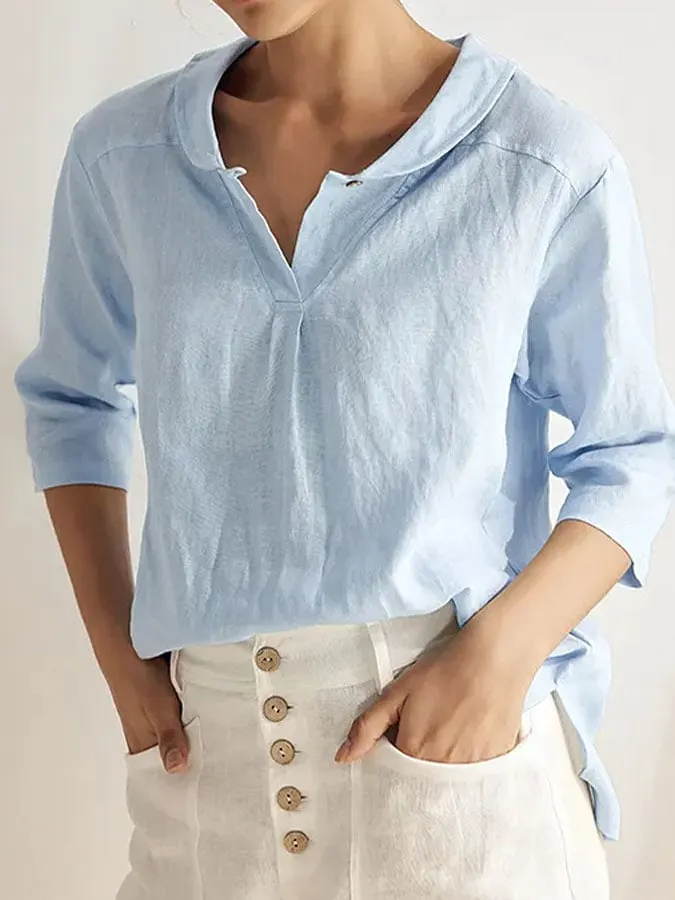 Women's cotton and linen casual shirt