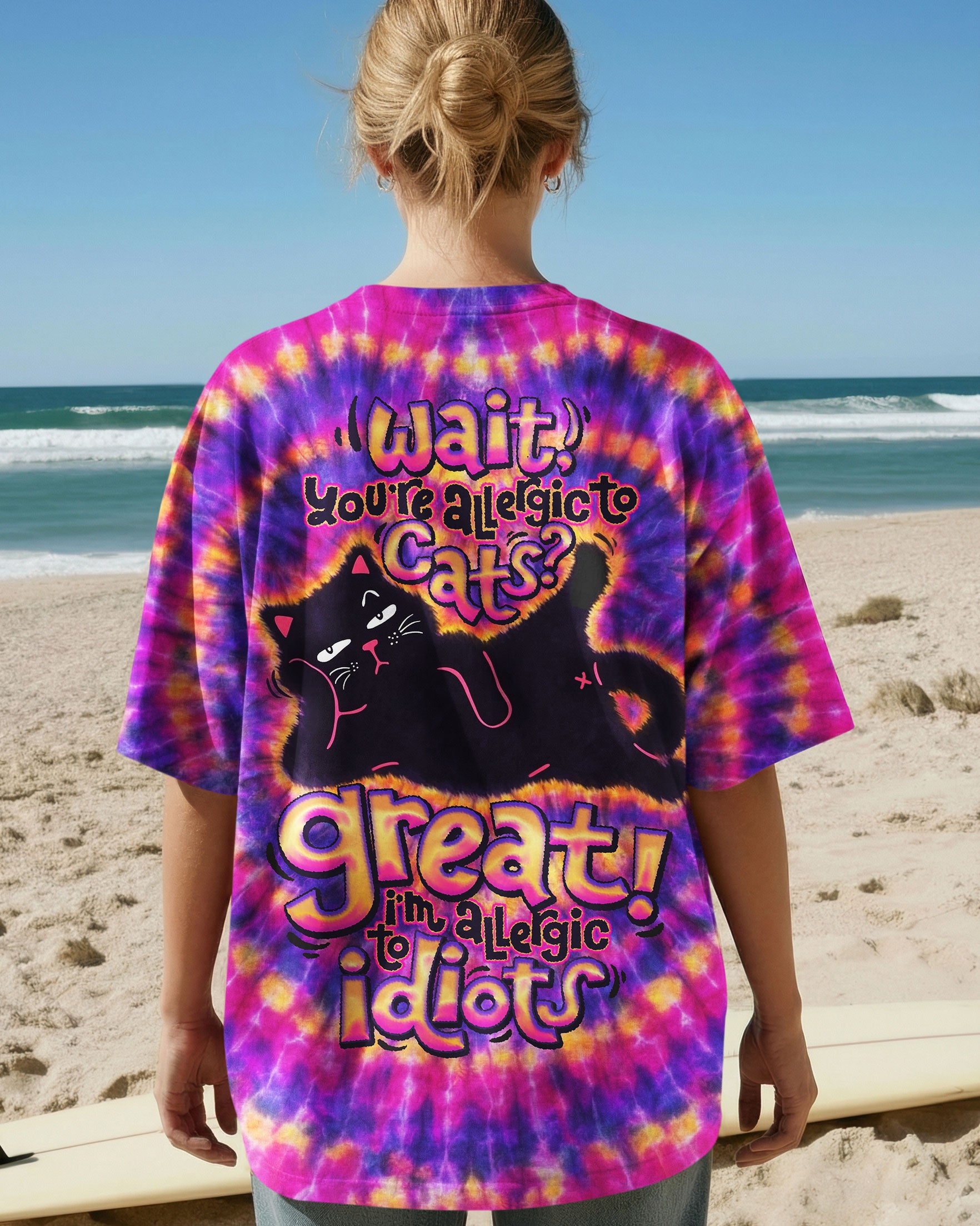 WAIT YOU'RE ALLERGIC TO CATS SWIRL ALL OVER PRINT   - TLNO1901261