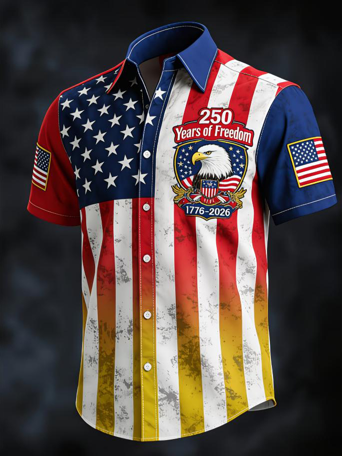 Men's 250 Years Of Freedom 1776-2026 Flag Eagle Art Print Shirt