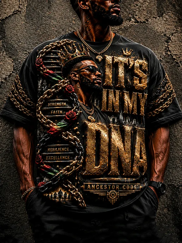 Men's It's In My DNA African American Heritage Print Casual T-Shirt