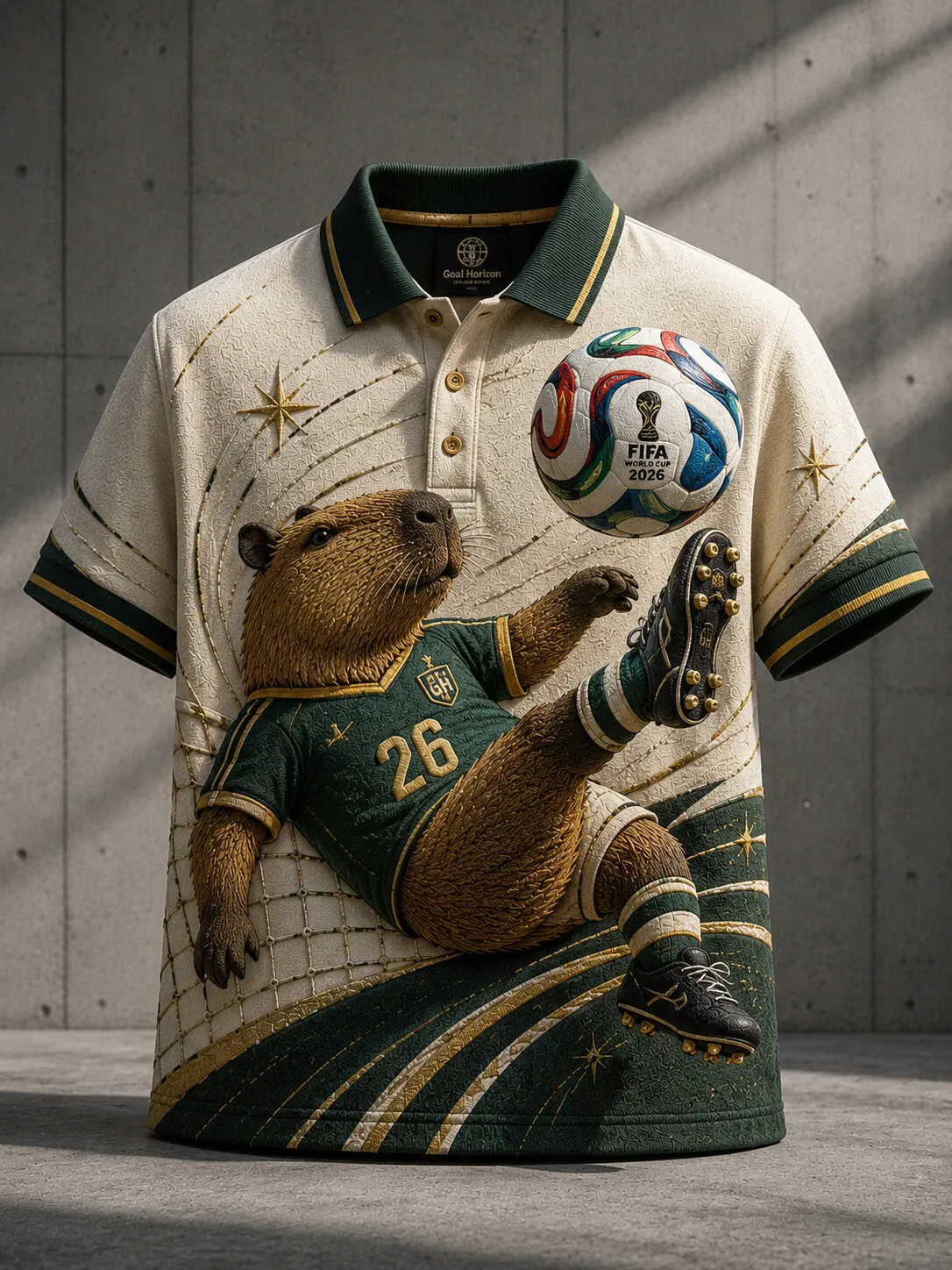 Men's Capybara FIFA World Cup Soccer Print Polo Shirt