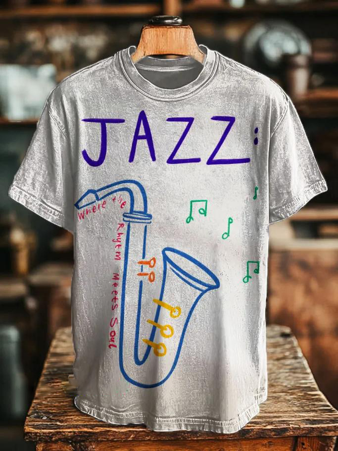 Men's JAZZ Saxophone Art Print T-Shirt