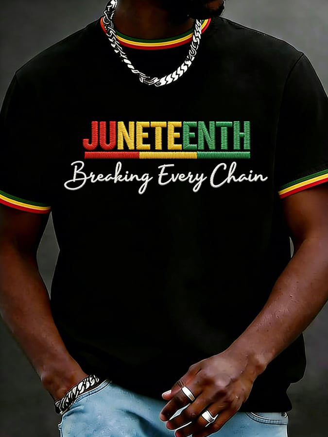 Men's Juneteenth Breaking Every Chain Print Casual T-Shirt