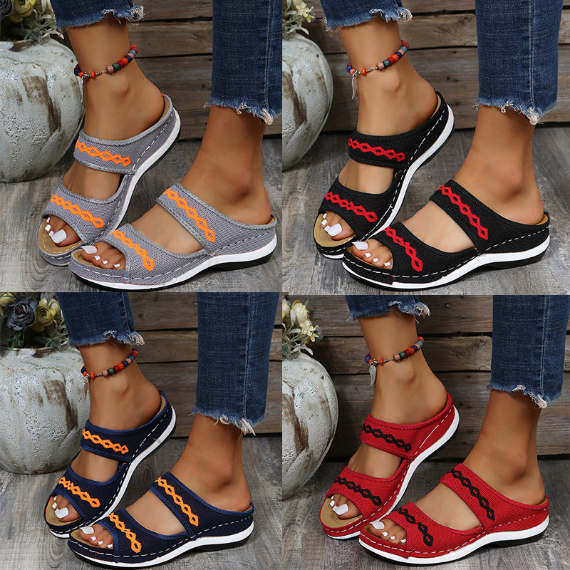 Grishay Stylish Wedge Cutout Comfortable Flat Slippers