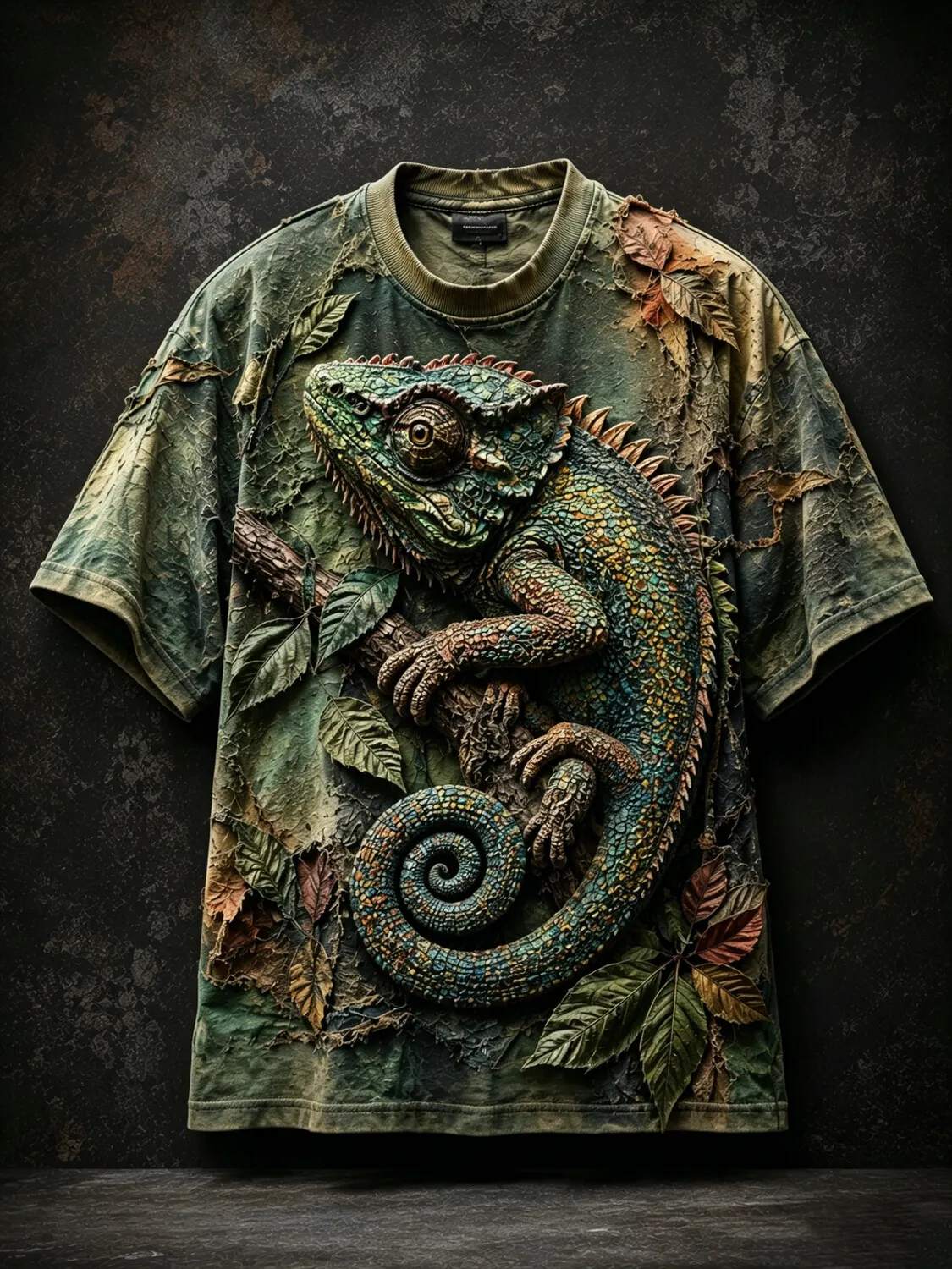 Men's 3D Chameleon Art Print Casual T-Shirt
