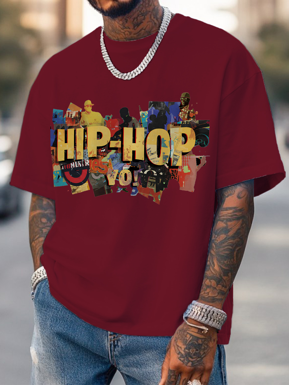 Men's Hip Hop Graffiti Art Print Casual T-Shirt