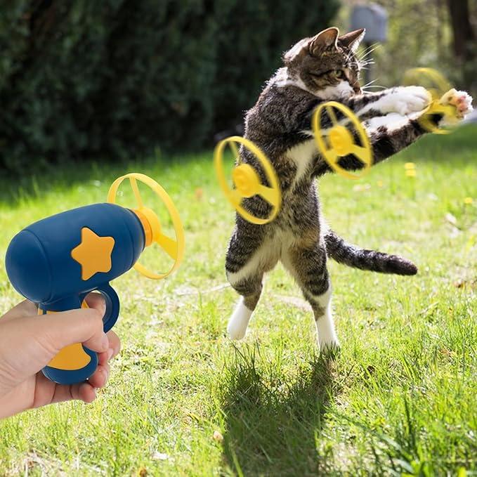 🐈6 Pcs Cat Fetch Toy Set Launcher Gun