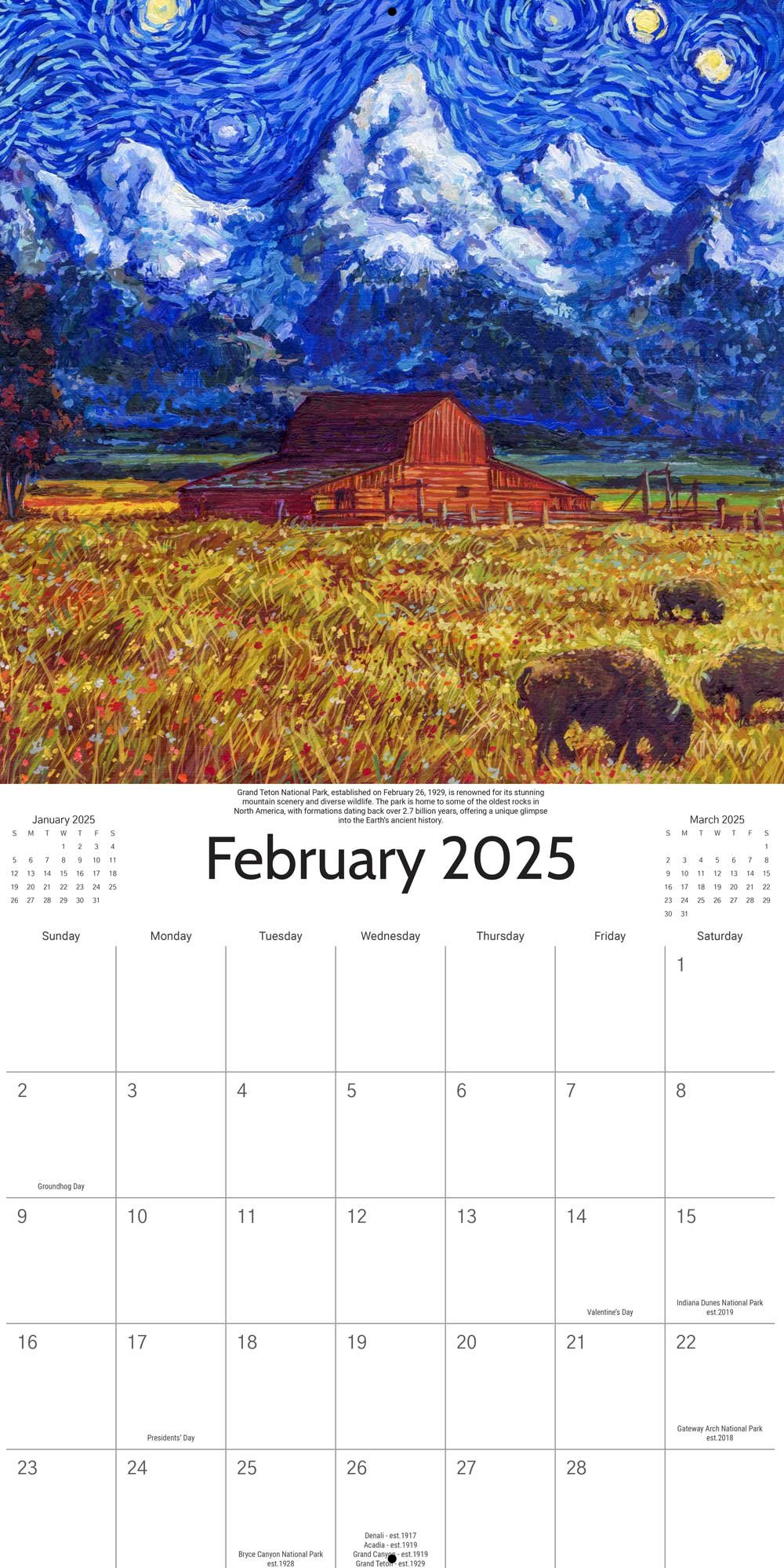🎨2025 Starry Night National Park Calendar
