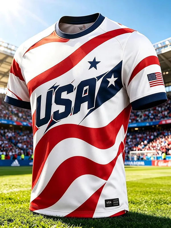 Men's American Stars And Stripes USA Soccer Art Print T-Shirt
