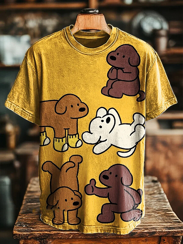 Men's Funny Puppies Graphic Print T-Shirt