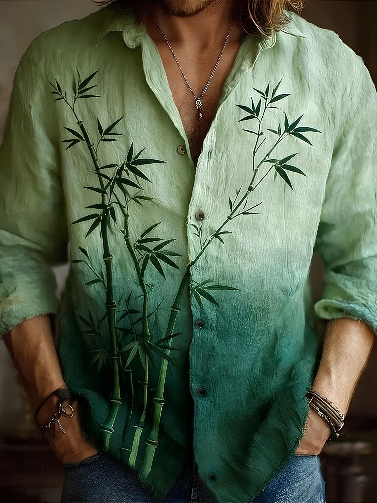 Men's Bamboo Ombre Print Long Sleeve Shirt