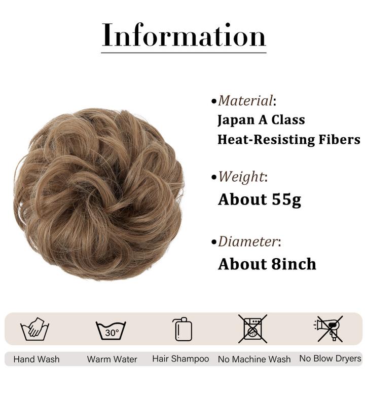 💗Messy Curly Hair Bun Scrunchie Extensions💗