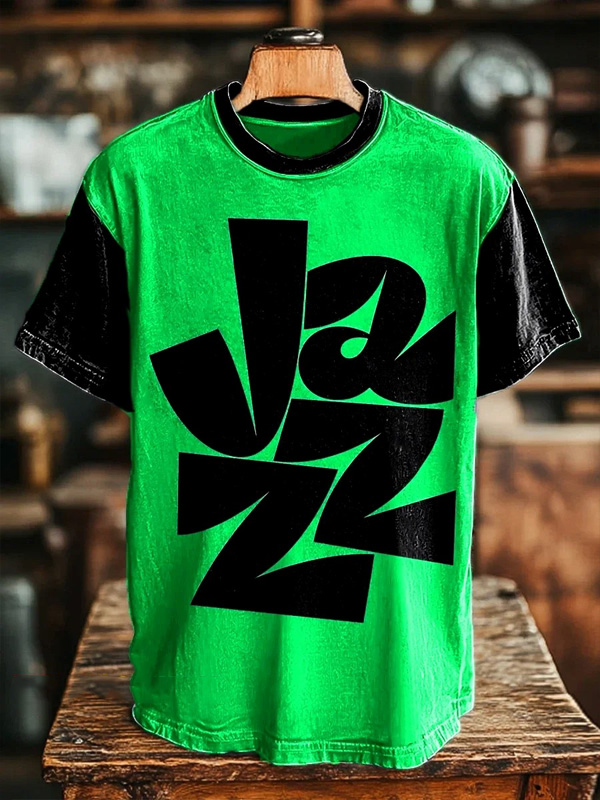 Men's Jazz Letter Print Casual T-Shirt