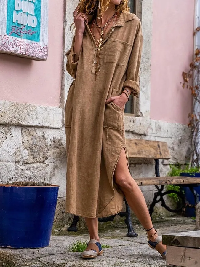 Women's Cotton Loose Shirt Dress