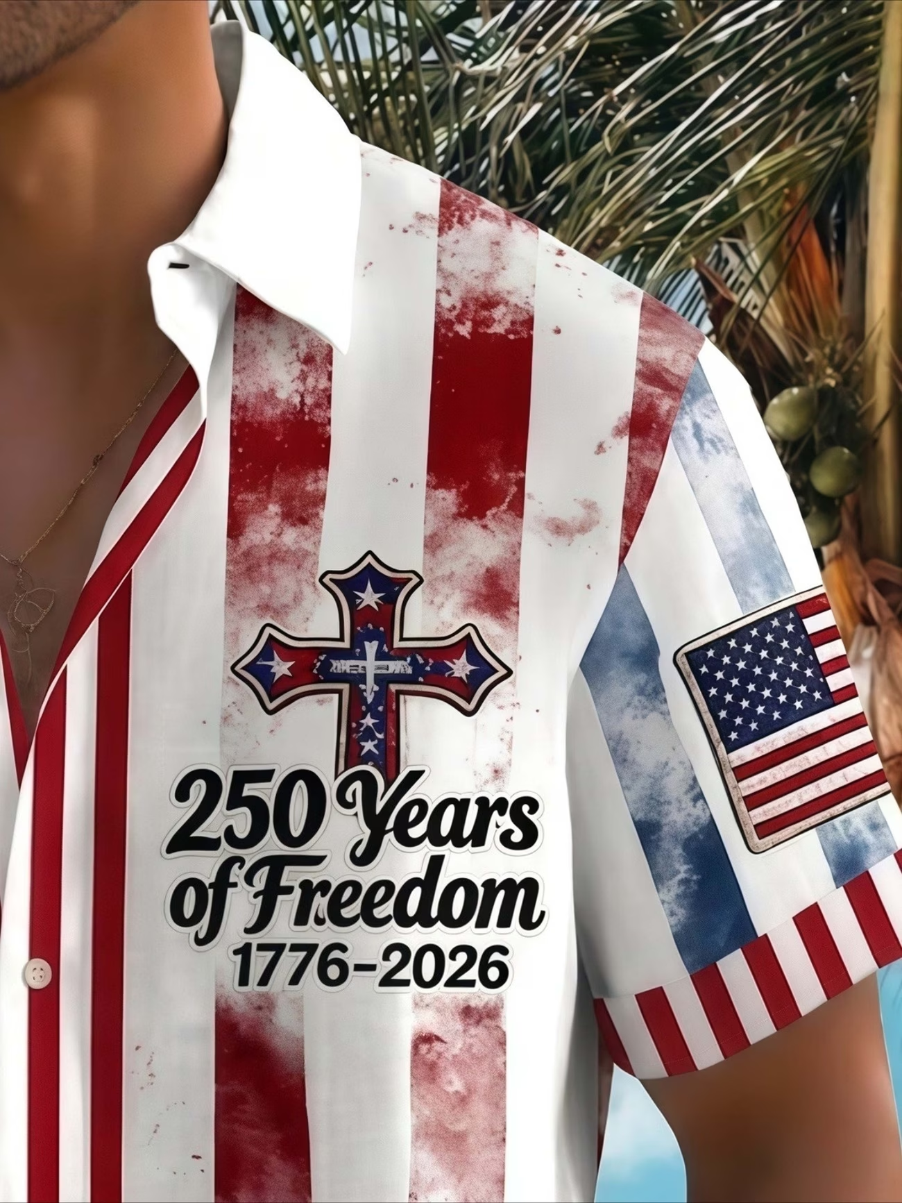 [Copy][Copy][Copy][Copy]Men's Eagle US Flag America's 250th Anniversary Button Up Shirt Short Sleeve Patriotic Collared