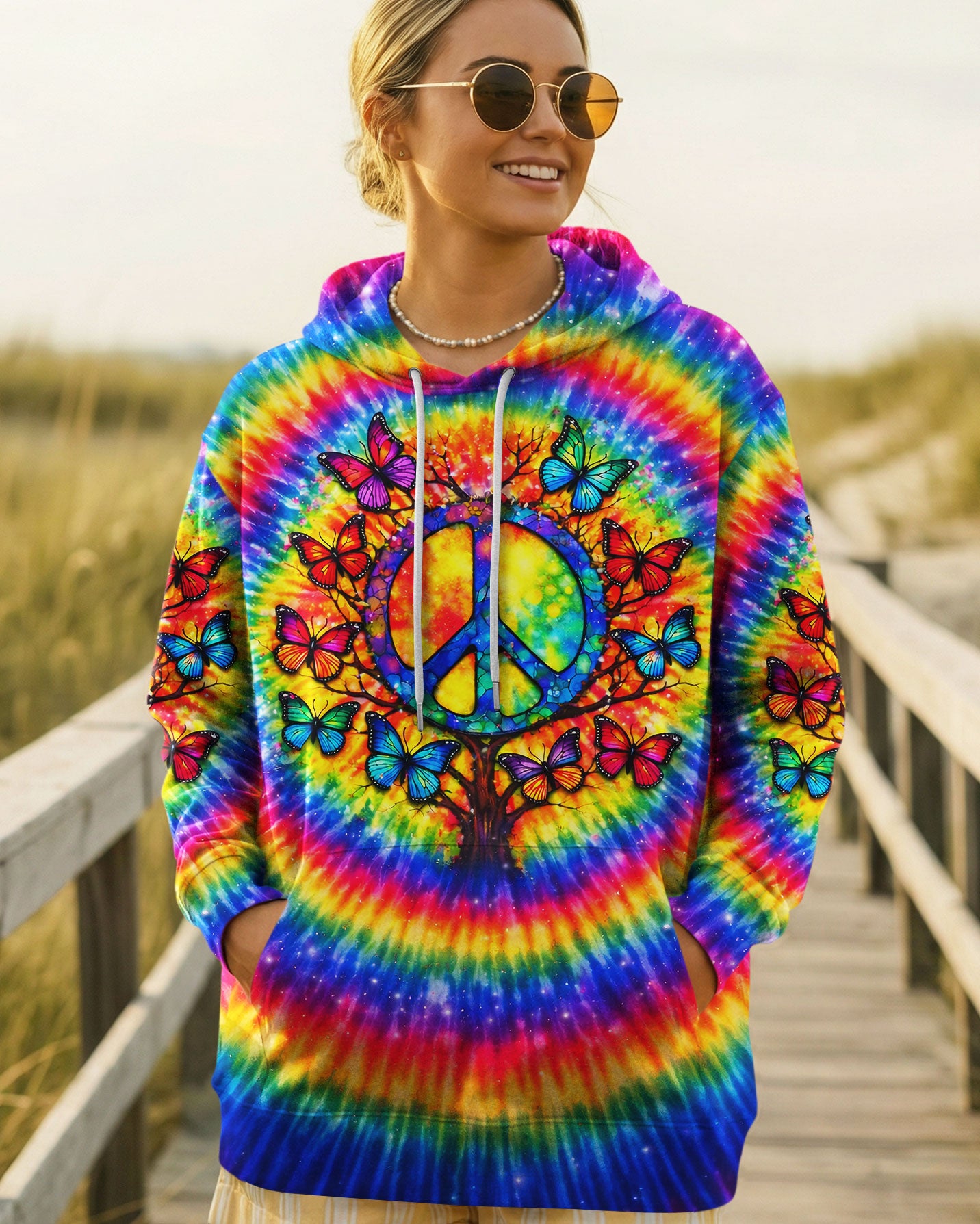 I BELIEVE THERE ARE ANGELS AMONG US PEACE BUTTERFLY SWIRL ALL OVER PRINT - TLNO1302261