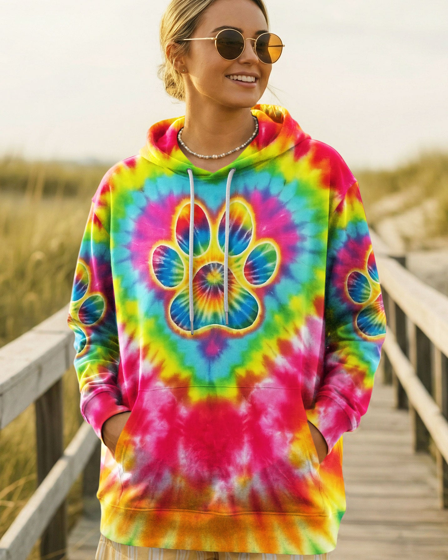 PAW PRINT COLORFUL SWIRL ALL OVER PRINT  - TLNO3012252