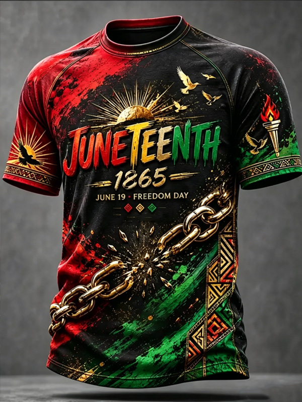 Men's Juneteenth 1865 Freedom Day Chain Break Art Print T-Shirt