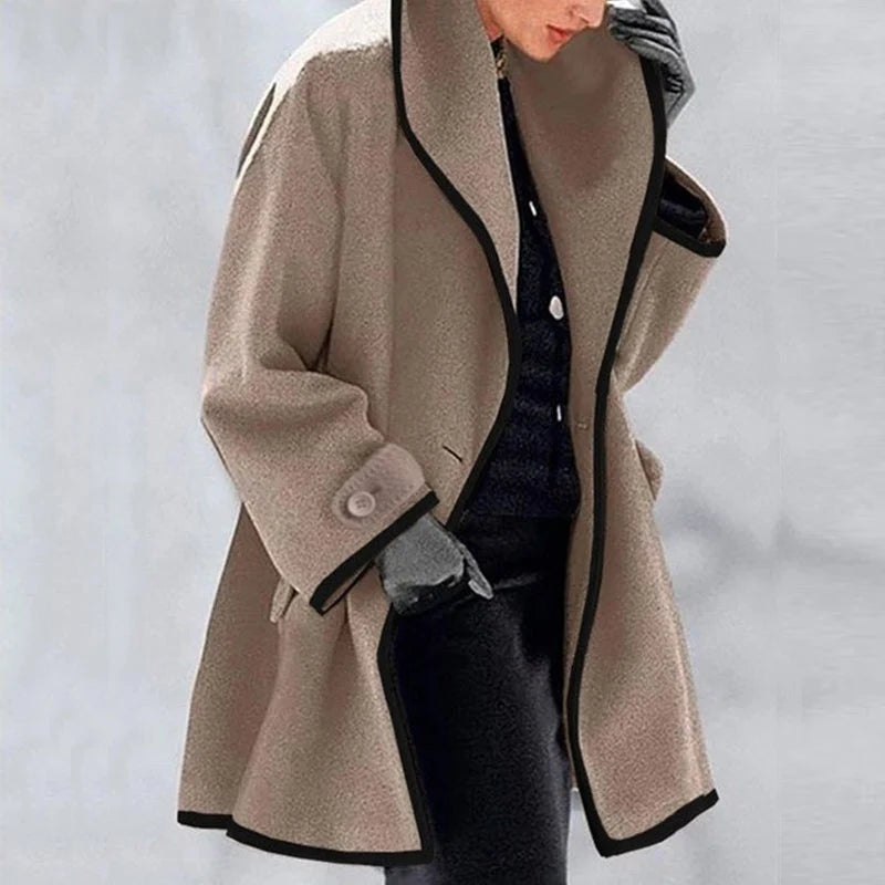 Hooded Color Block Woolen Coat (Buy 2 Vip Shipping) - Sale 49% OFF