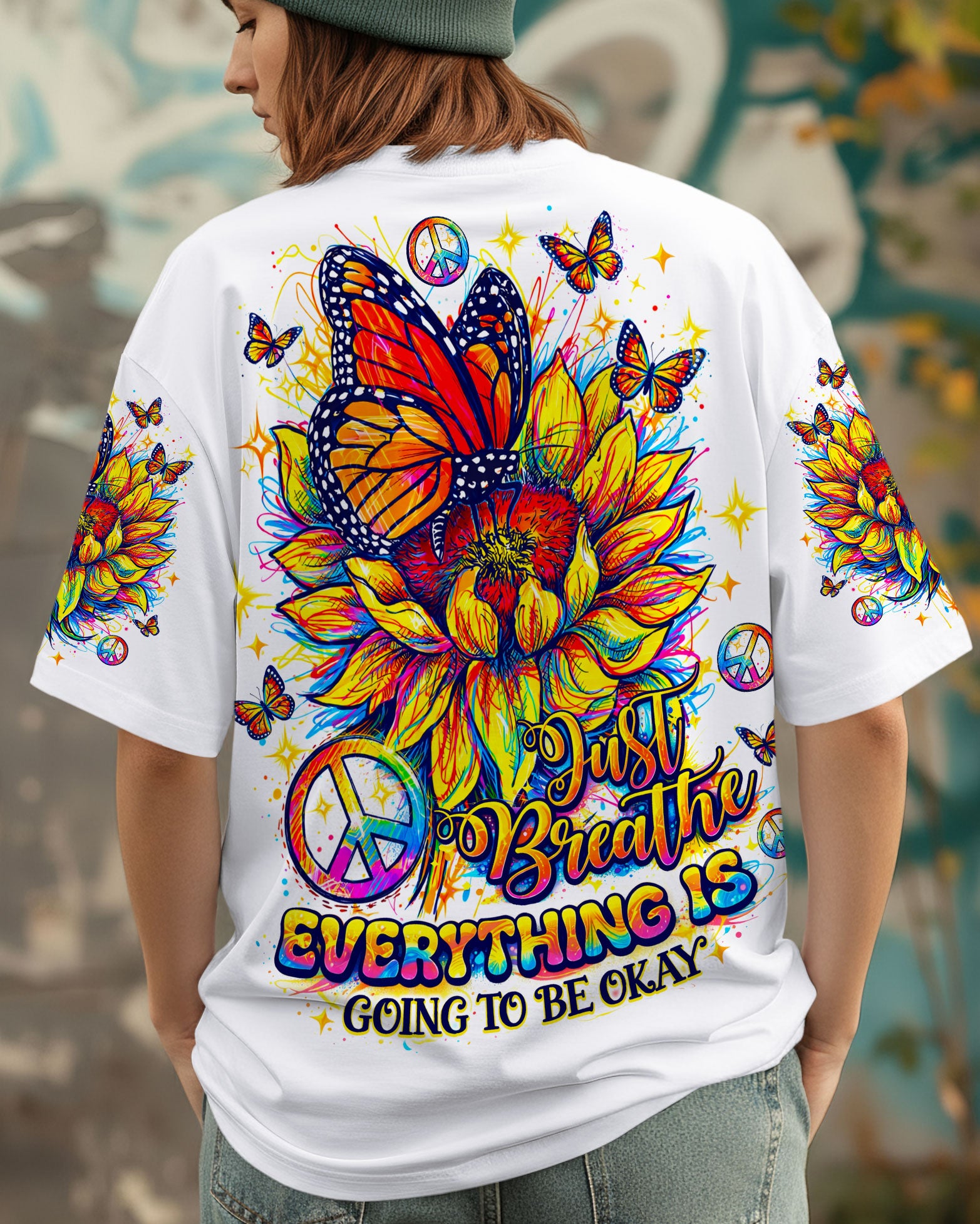 JUST BREATHE BUTTERFLY SUNFLOWER ALL OVER PRINT - TLNO270261