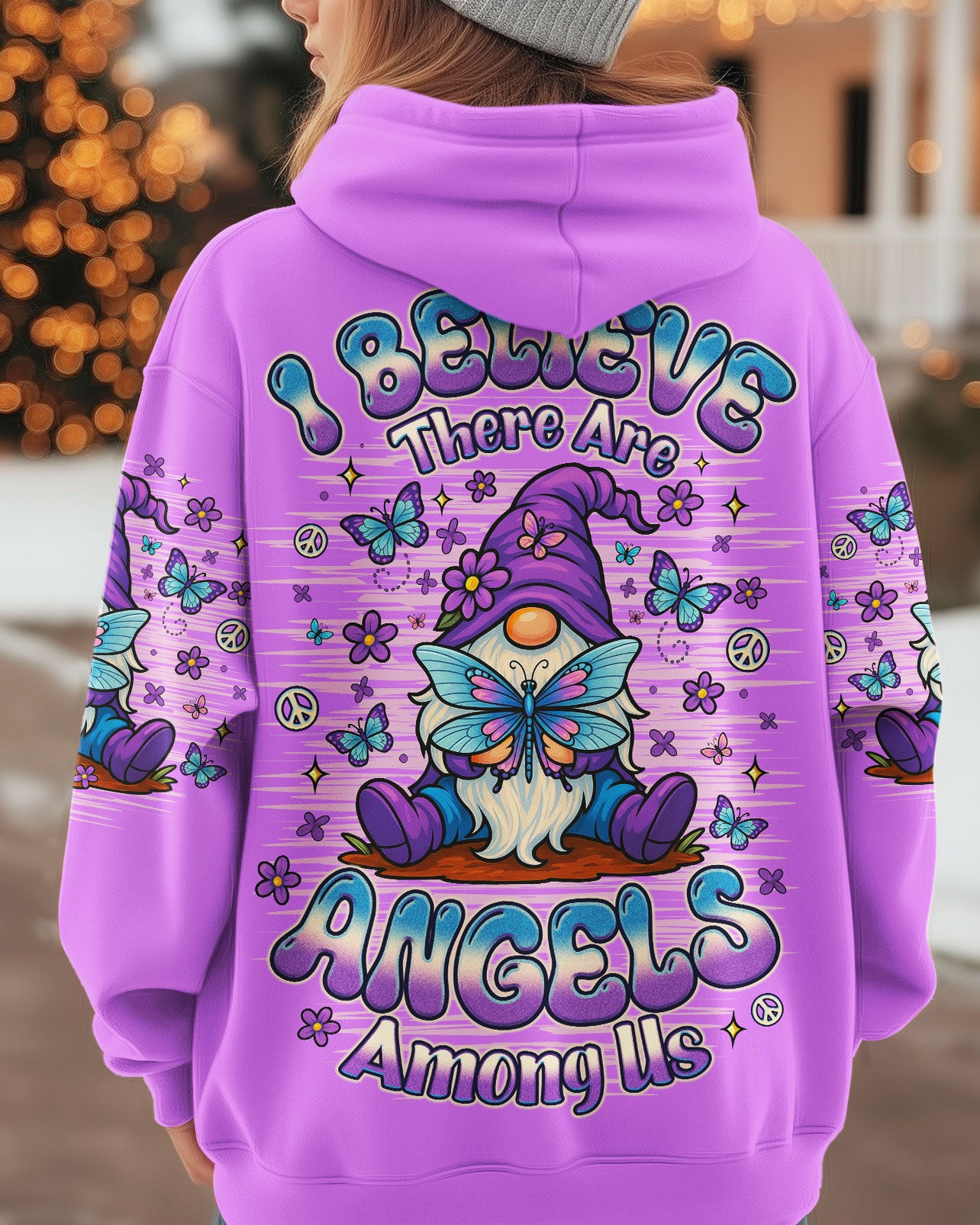 I BELIEVE THERE ARE ANGELS AMONG US GNOME BUTTERFLY ALL OVER PRINT - TLNO2111251