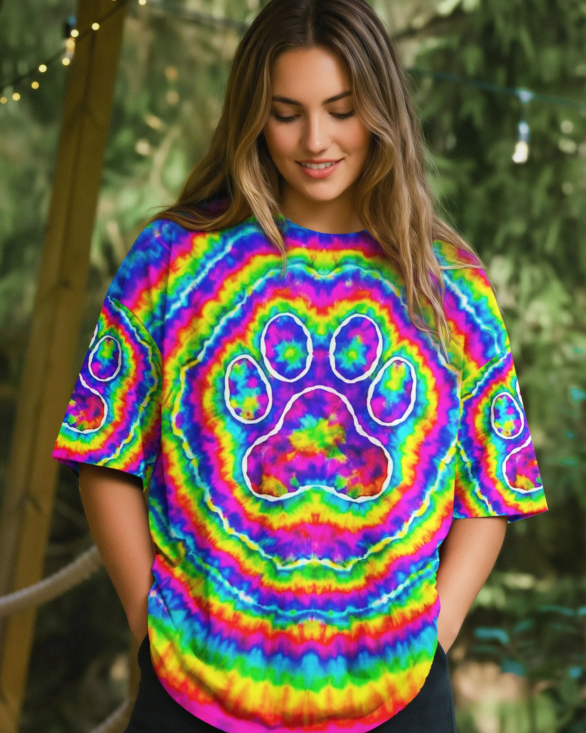 PAW PRINT COLORFUL SWIRL ALL OVER PRINT  - TLNO0501261