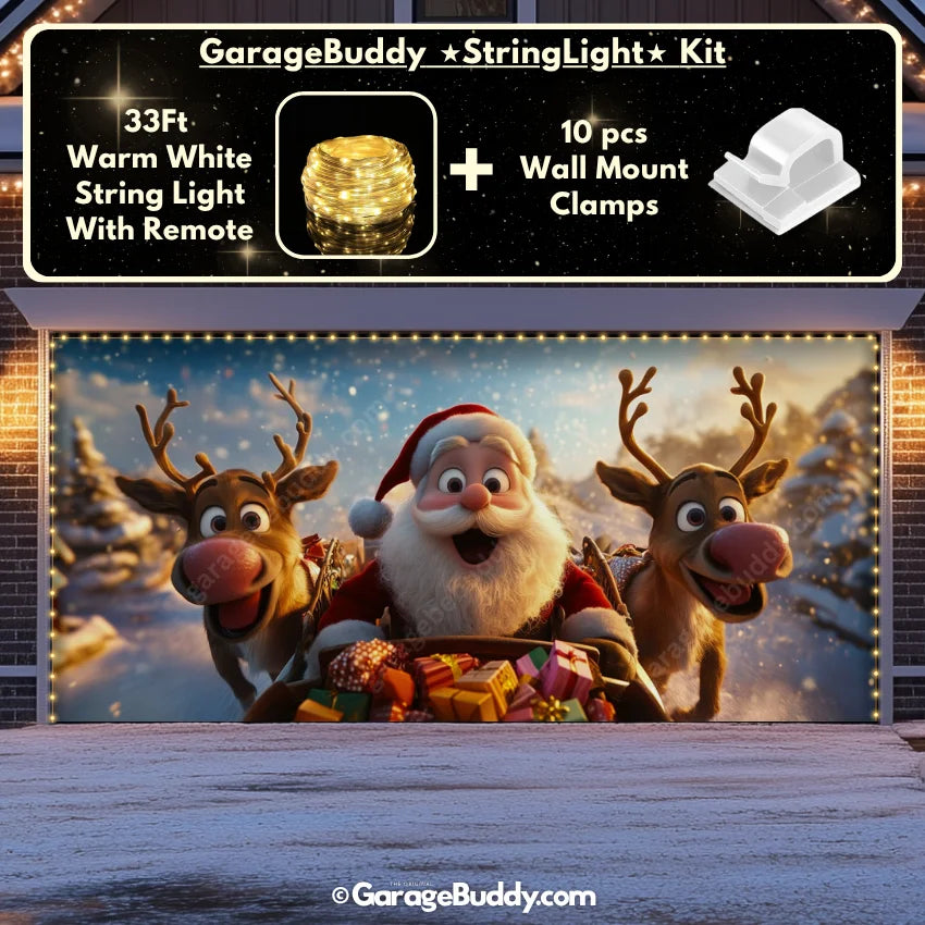 Garage Buddy | Santa & Reindeers | Christmas Garage Door Cover