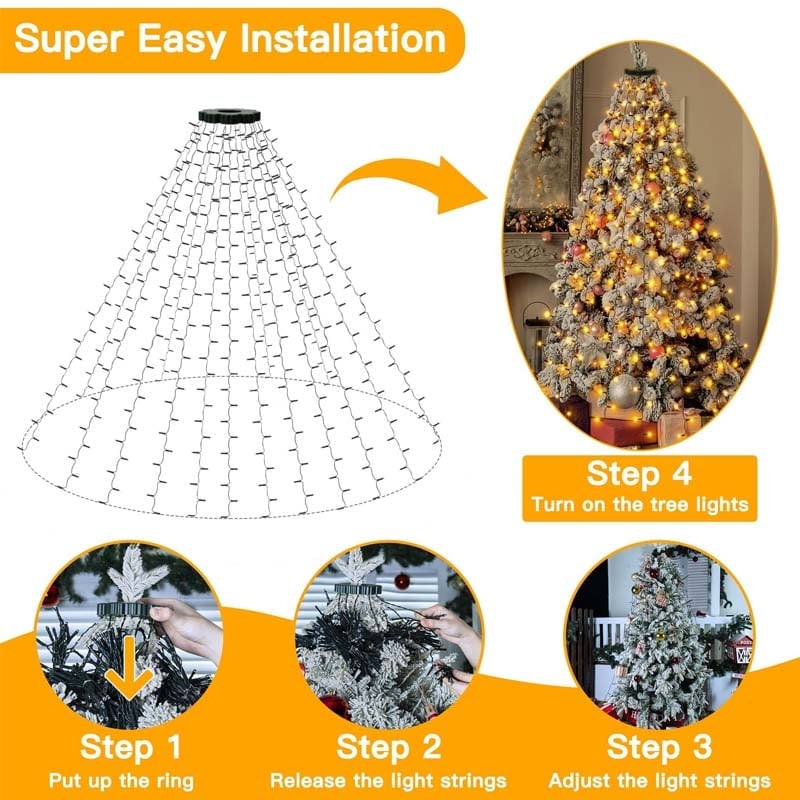 Christmas Tree Waterfall Lights with Ring🔥BUY 2 FREE SHIPPING