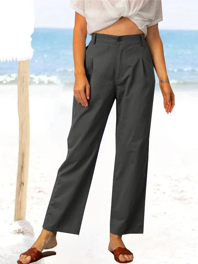 Women's Loose Casual Pleated Straight Leg Pants