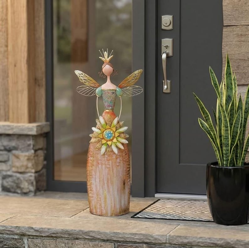 Whimsical Fairy Garden Metal Statues – Enchanted Angel Decor