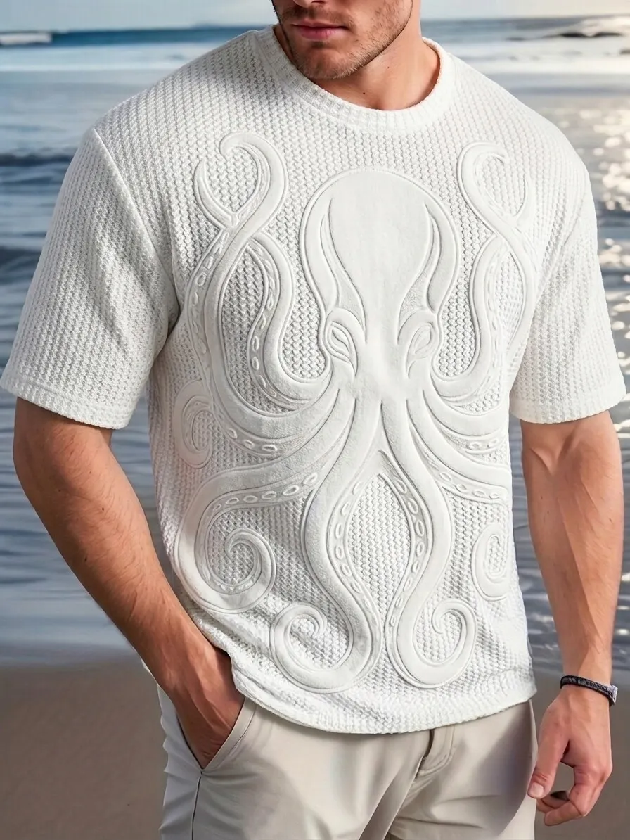 Men's Octopus Pattern Casual T-Shirt