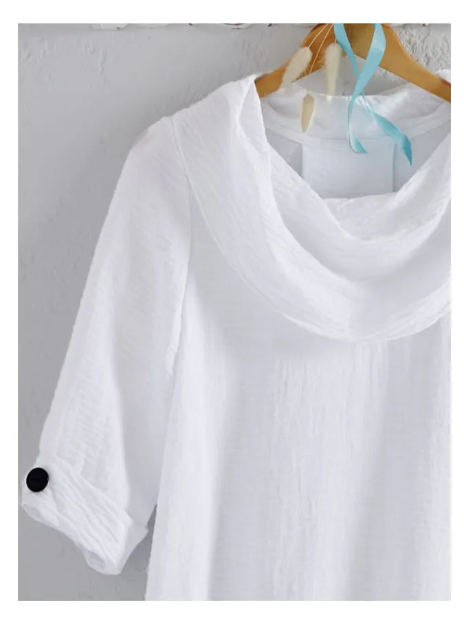Women's Casual Solid Color Half Sleeve Loose Solid Color Linen Top