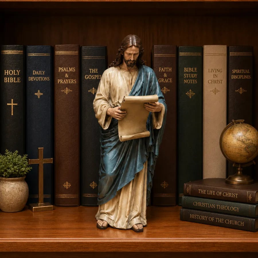 ✝️Jesus Figurine Bookshelf Decor Set🙏Sacred Companions for Your Daily Walk of Faith📚