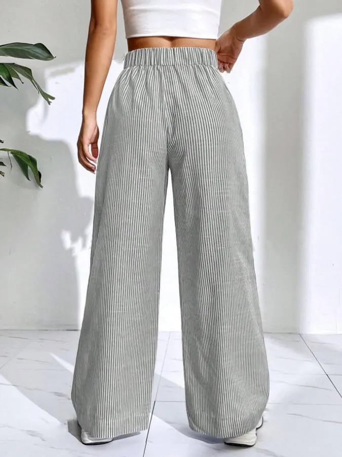 Women's Striped Fabric Casual Pants