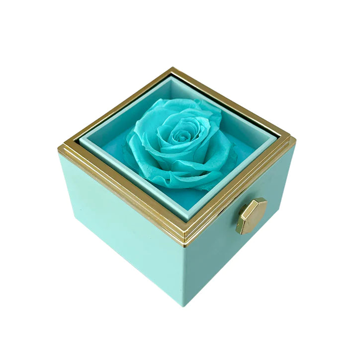 Pheromania ETERNALLY PRESERVED ROTATING ROSE BOX - W/ ENGRAVED HEART NECKLACE