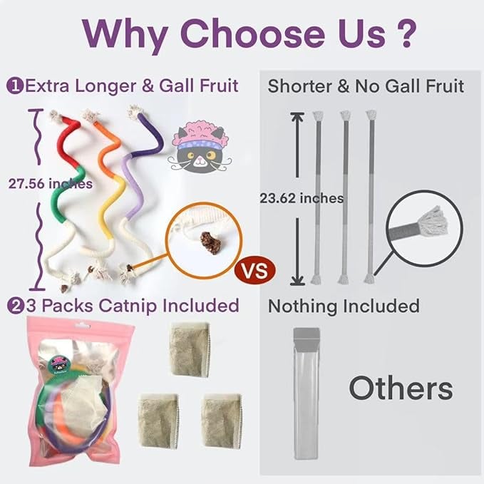 Catnip Chew Rope Toy - Natural, Safe Tooth Cleaner for Indoor Kittens