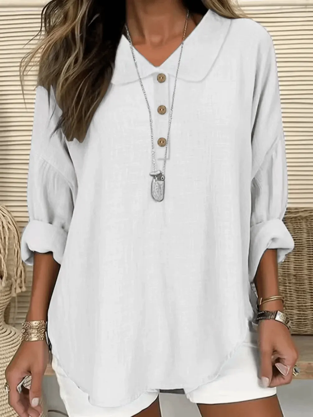 Women's Casual Lapel Button Long Sleeve Shirt