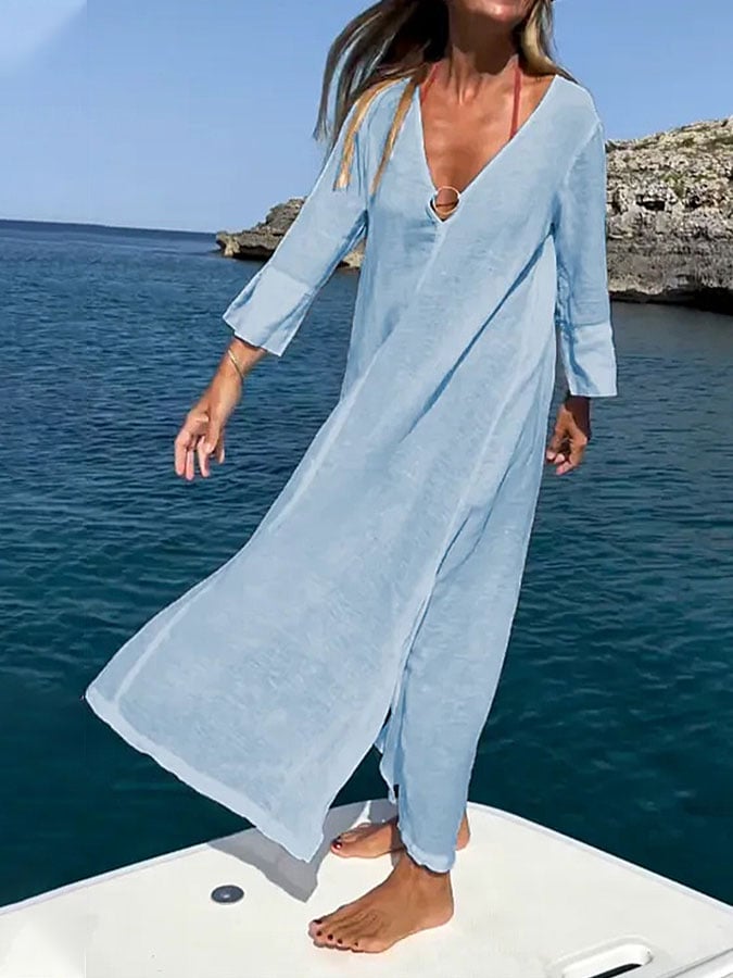 Women's Casual Holiday V Neck Dress